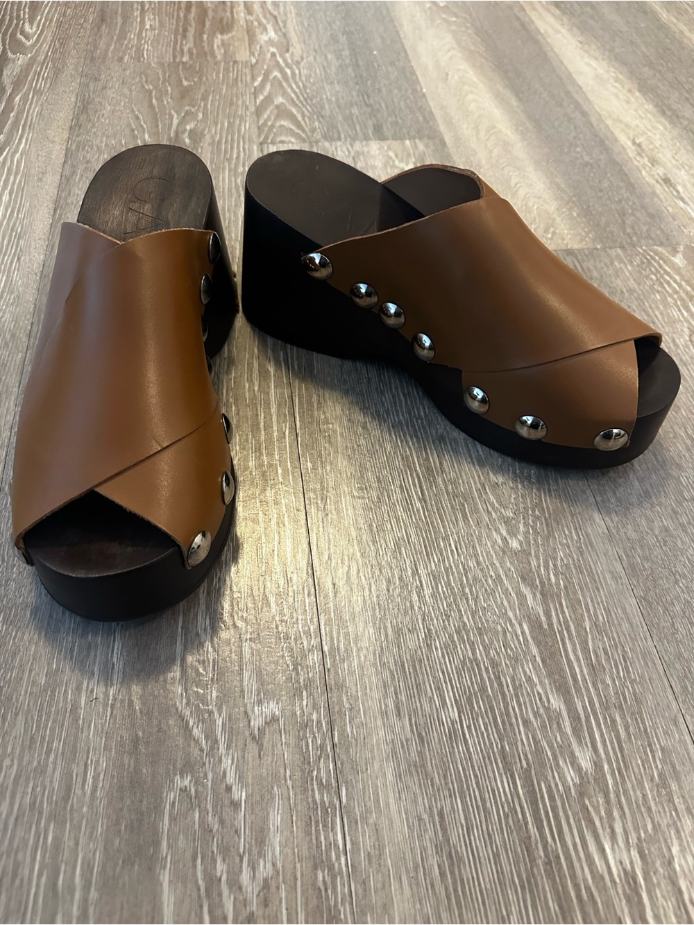 NWOB GANNI Retro Peep Toe Wood Sandal - Picture 2 of 4